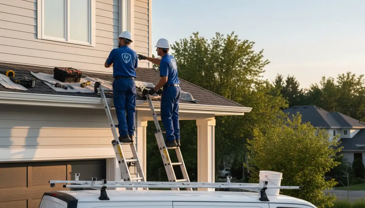 Vinyl siding contractor in Knoxville, TN installs durable siding on a home exterior