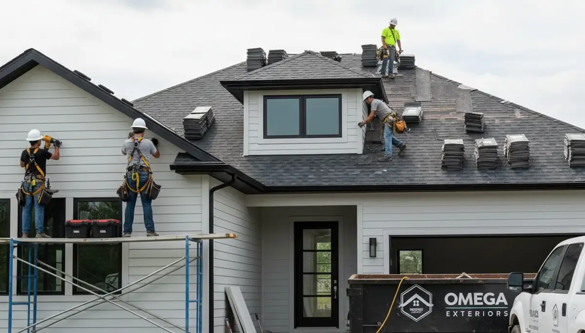 Vinyl siding contractors in Knoxville TN installing durable exterior panels on a residential home