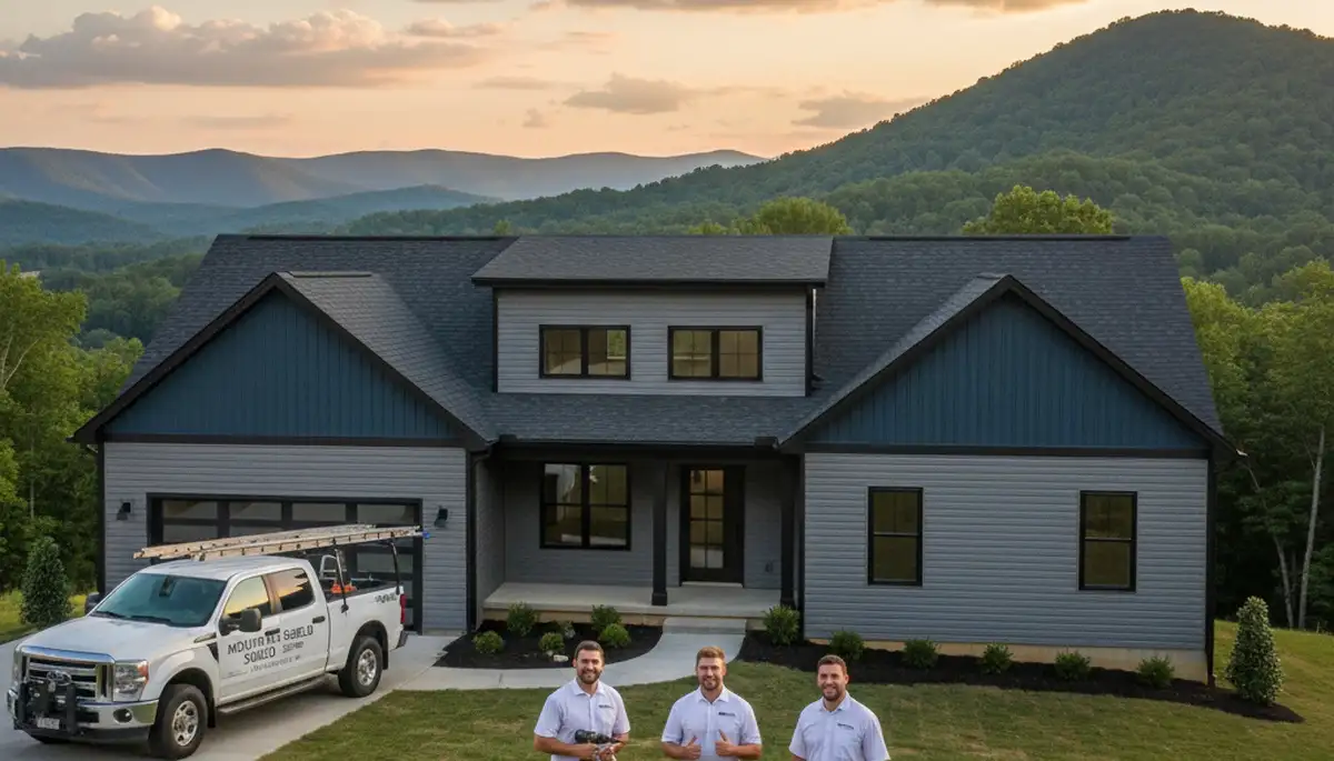 Vinyl siding contractors working on home exterior in Knoxville, TN